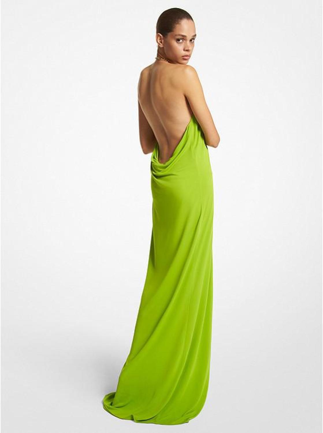 Crepe Jersey Necklace Gown