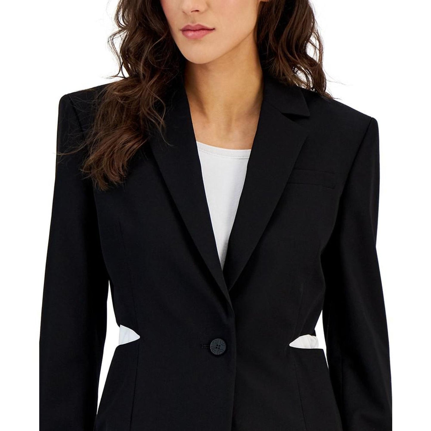 Women's Solid-Color Notch-Lapel Cutout Blazer