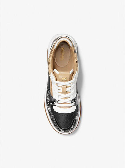 Lexi Two-Tone Snake Embossed Leather Trainer