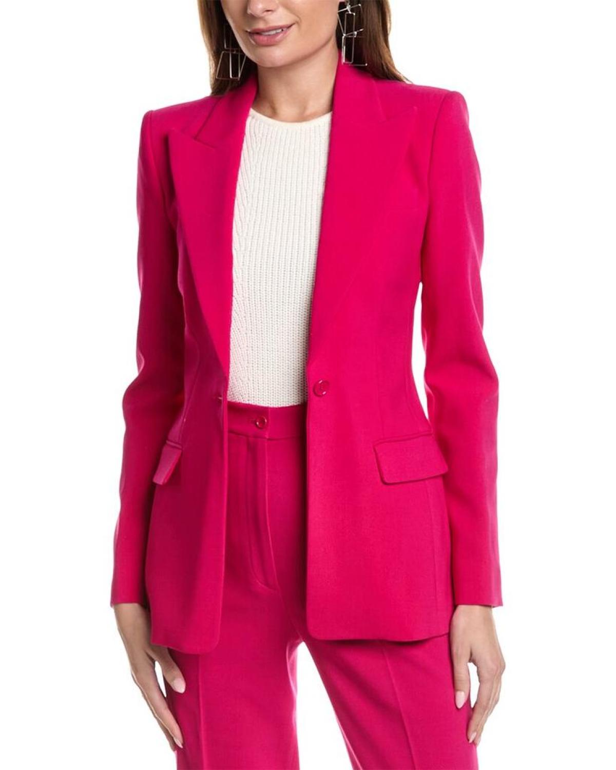 Michael Kors Collection Georgina One Button Wool-Blend Blazer