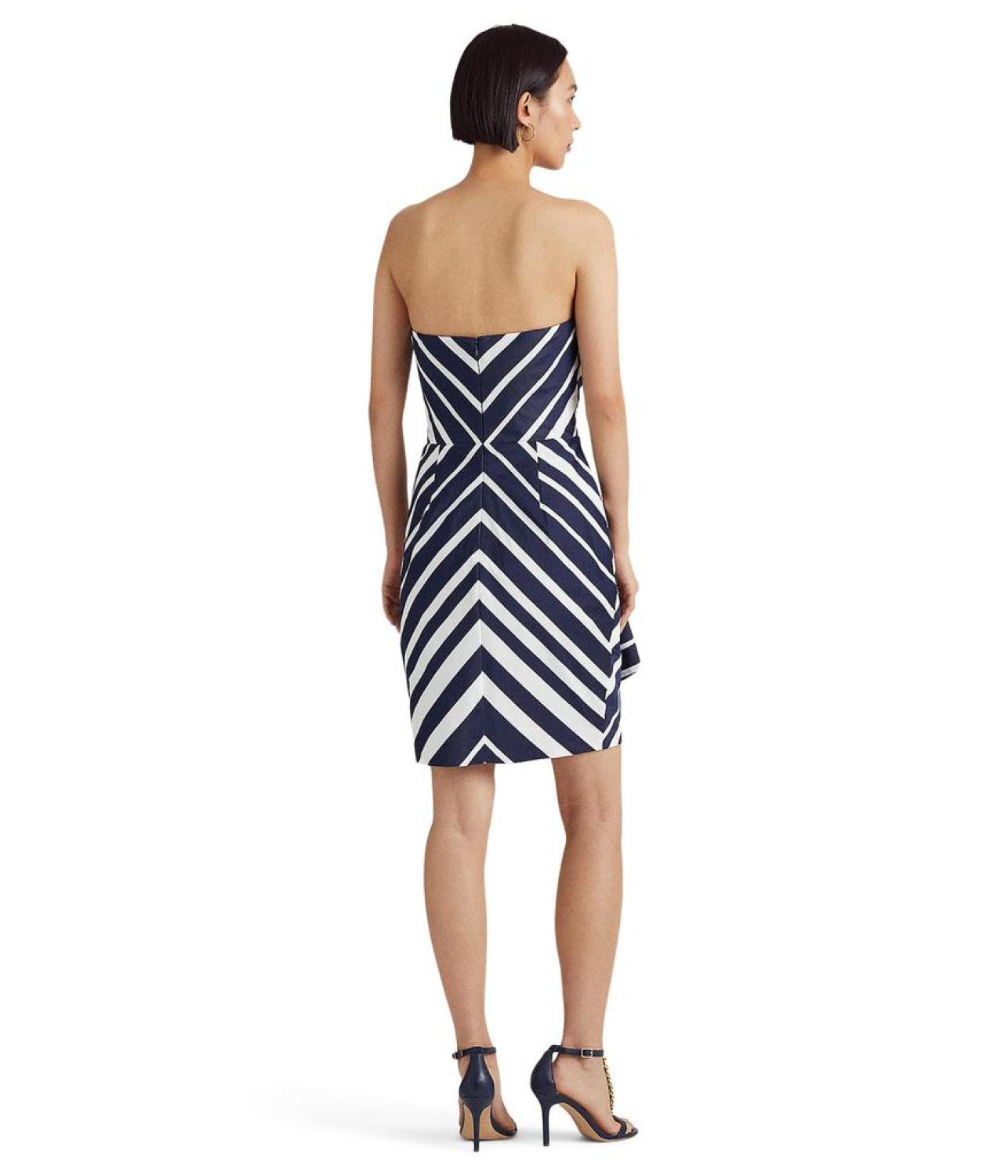 Striped Taffeta Strapless Cocktail Dress