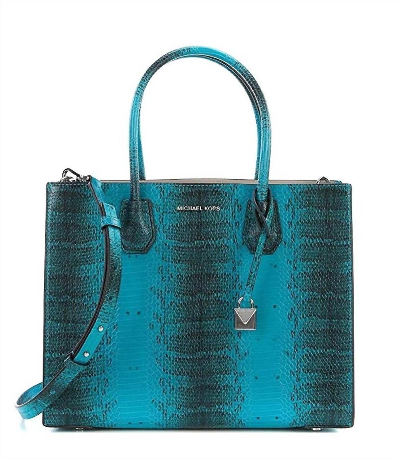 Mercer Medium Snakeskin Crossbody In Tile Blue