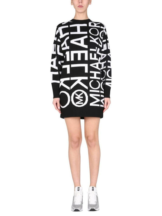 Michael Michael Kors Logo Intarsia Crewneck Dress