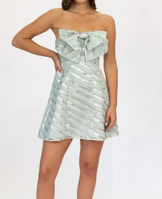 Bow-Tie Tube Dress In Green/silver