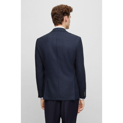 Slim-fit jacket in micro-patterned wool and cotton