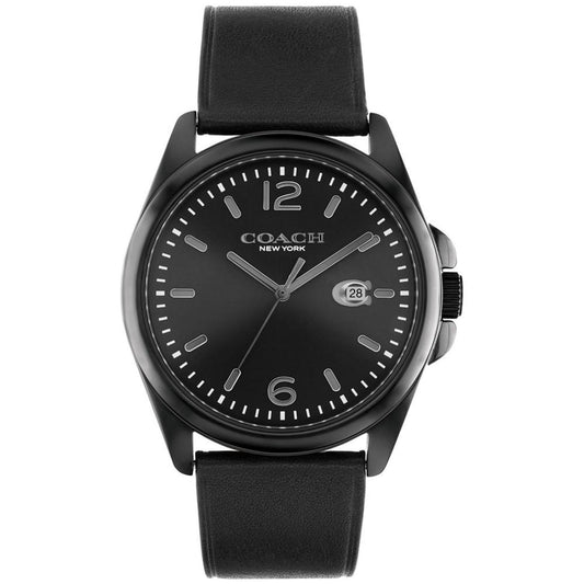 Men's Greyson Black Leather Strap Watch 41mm