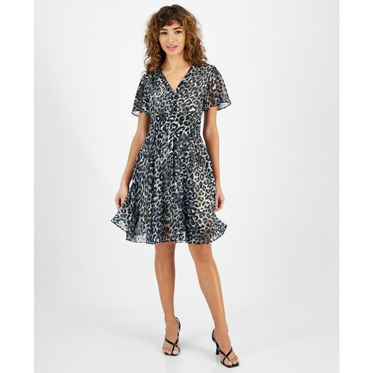 Women's Felicia Flutter-Sleeve Flare Dress