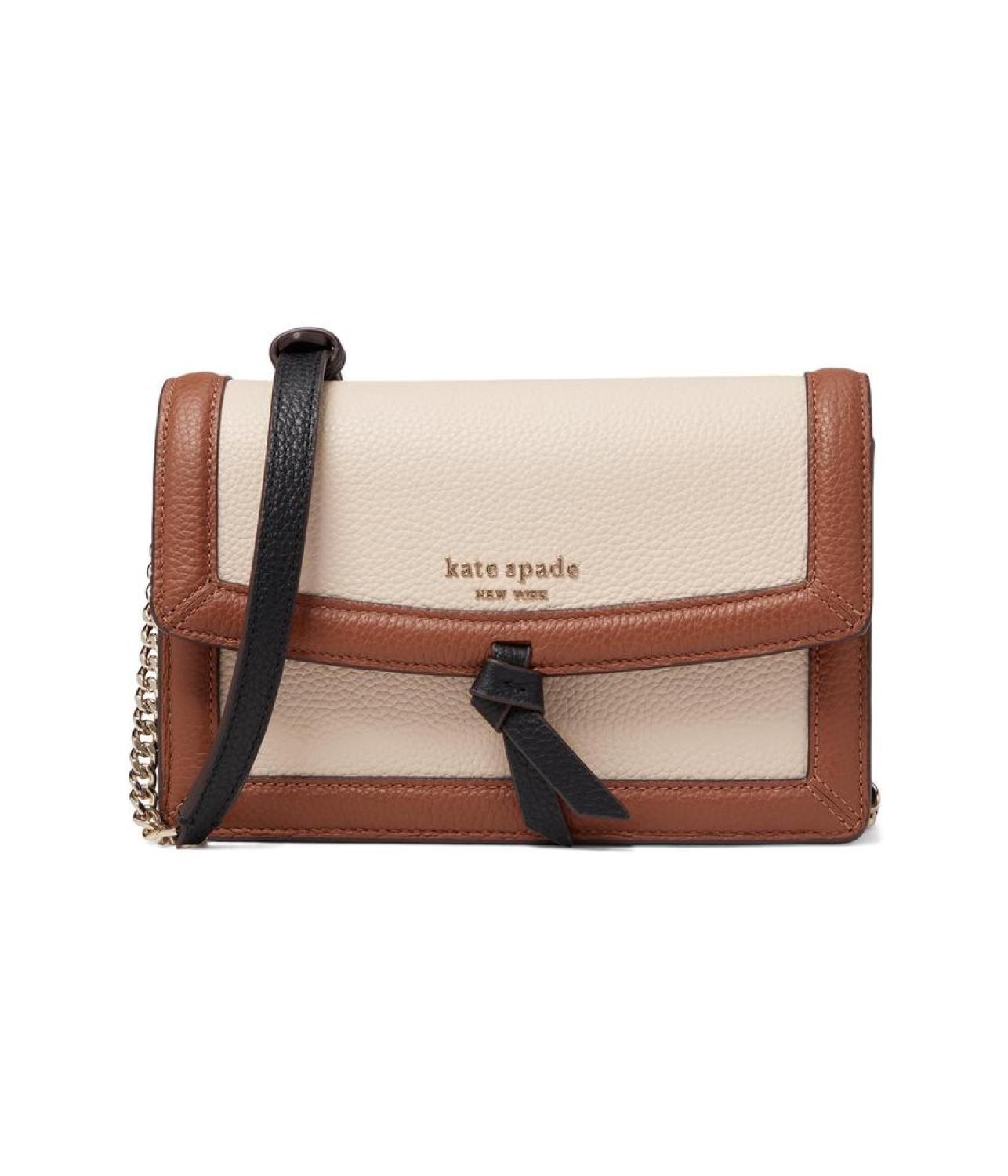 Knott Color-Blocked Pebbled Leather Flap Crossbody