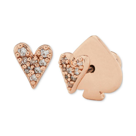 Rose Gold-Tone Pavé Heart Mini Stud Earrings