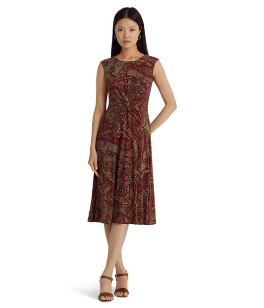 Paisley Twist-Front Jersey Dress