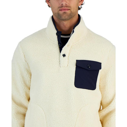 Men's Fleece Pullover Jacket with Button Placket