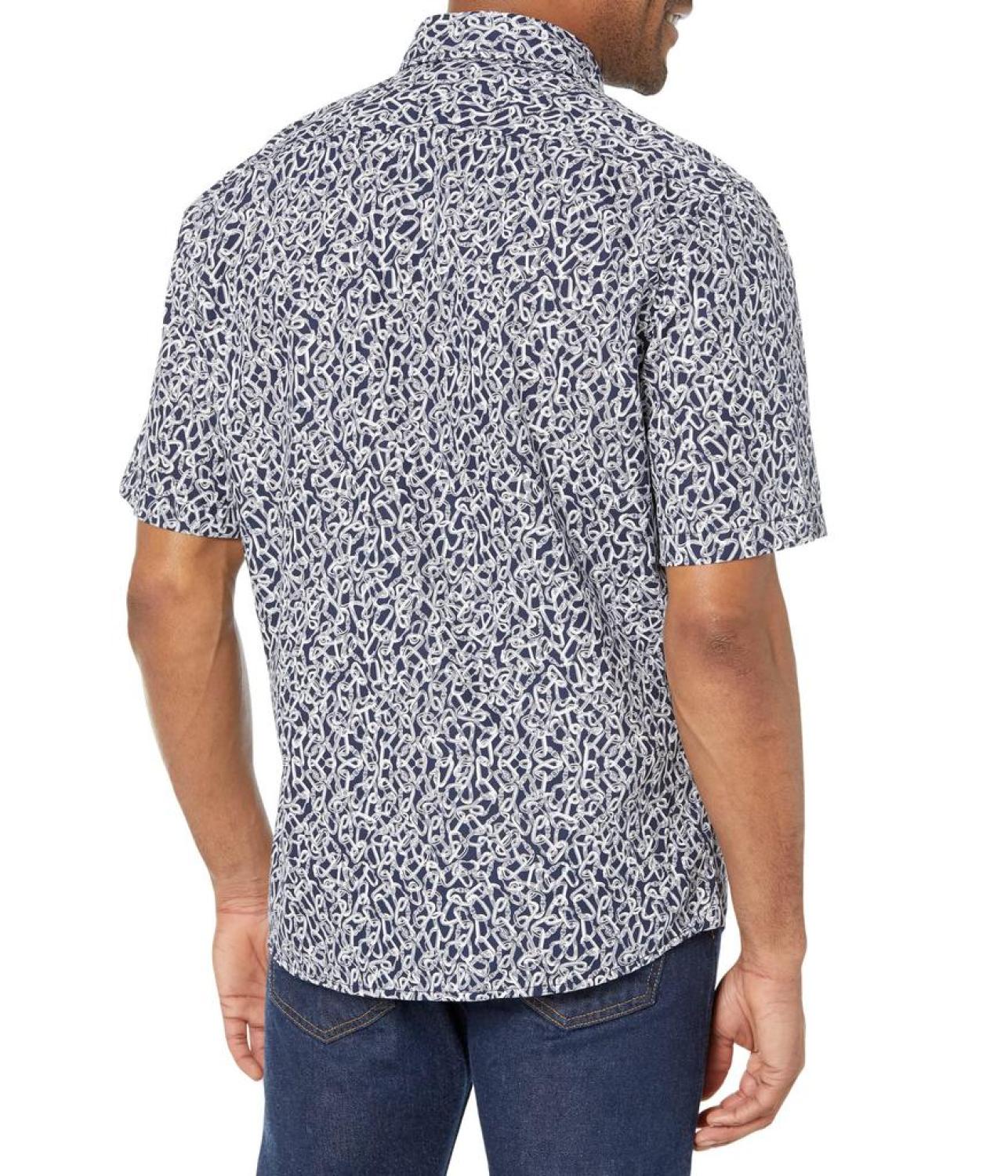 Rash Patterned Short Sleeve Button-Down Shirt