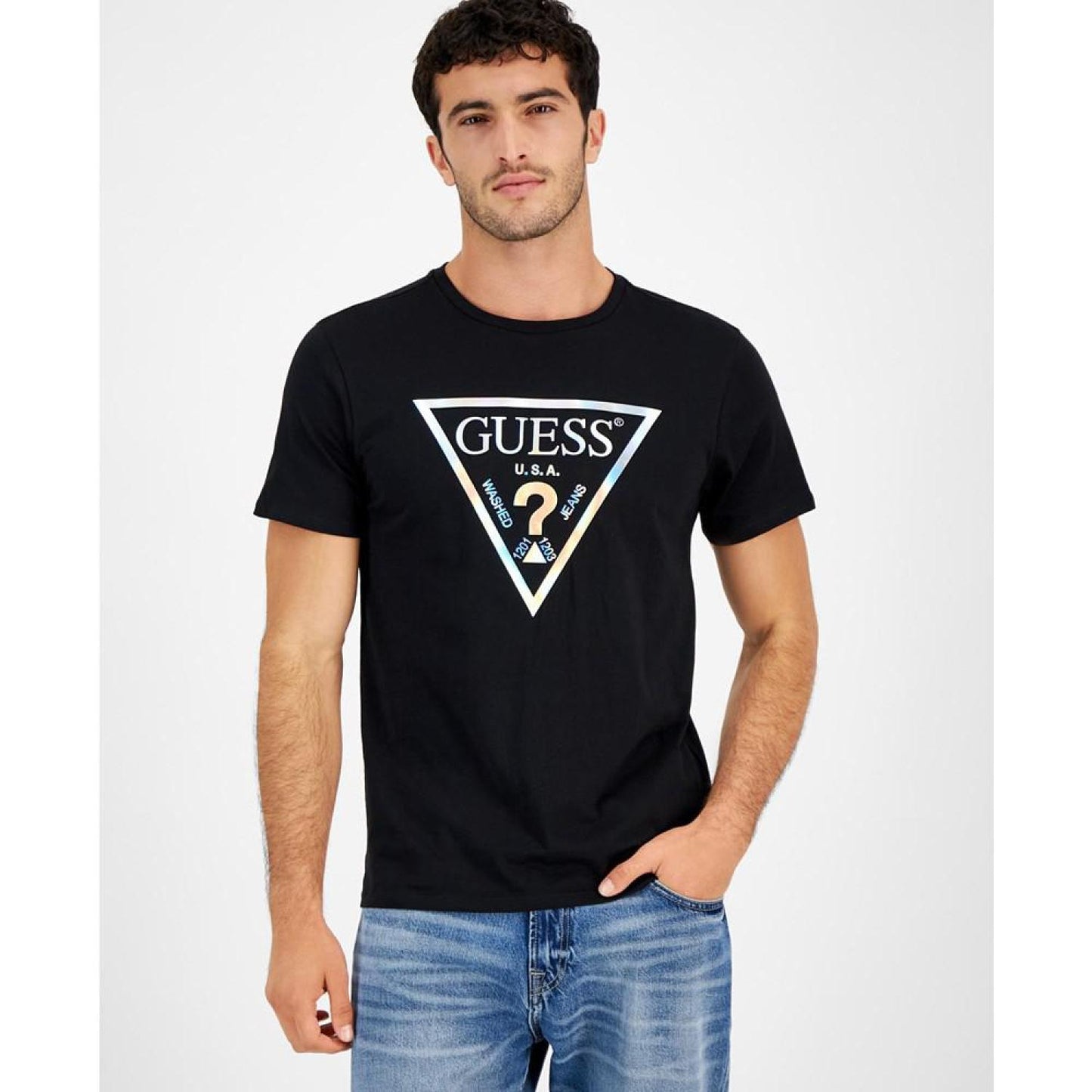 Men's Iridescent Foil Logo-Print Crewneck T-Shirt