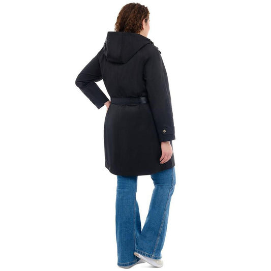 Women's Plus Size Belted Hooded Trench Coat