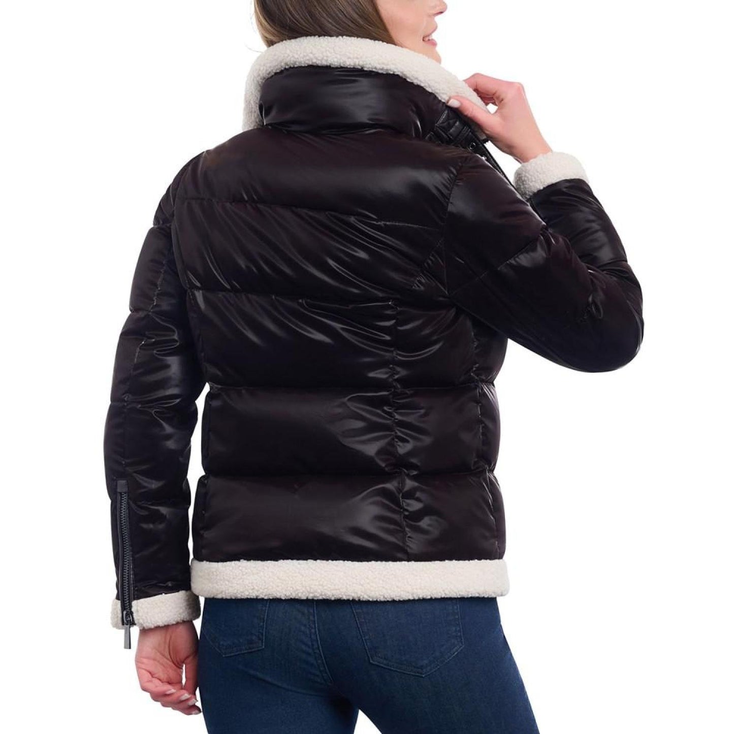 Women's Faux-Shearling Shine Puffer Coat, Created for Macy's