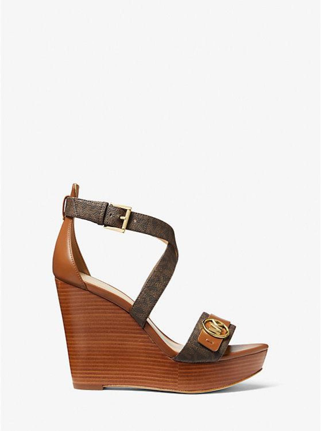 Carmen Logo and Faux Leather Wedge Sandal