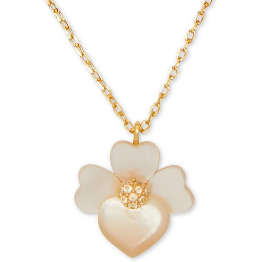 Gold-Tone Pavé Flower Pendant Necklace, 17" + 3" extender