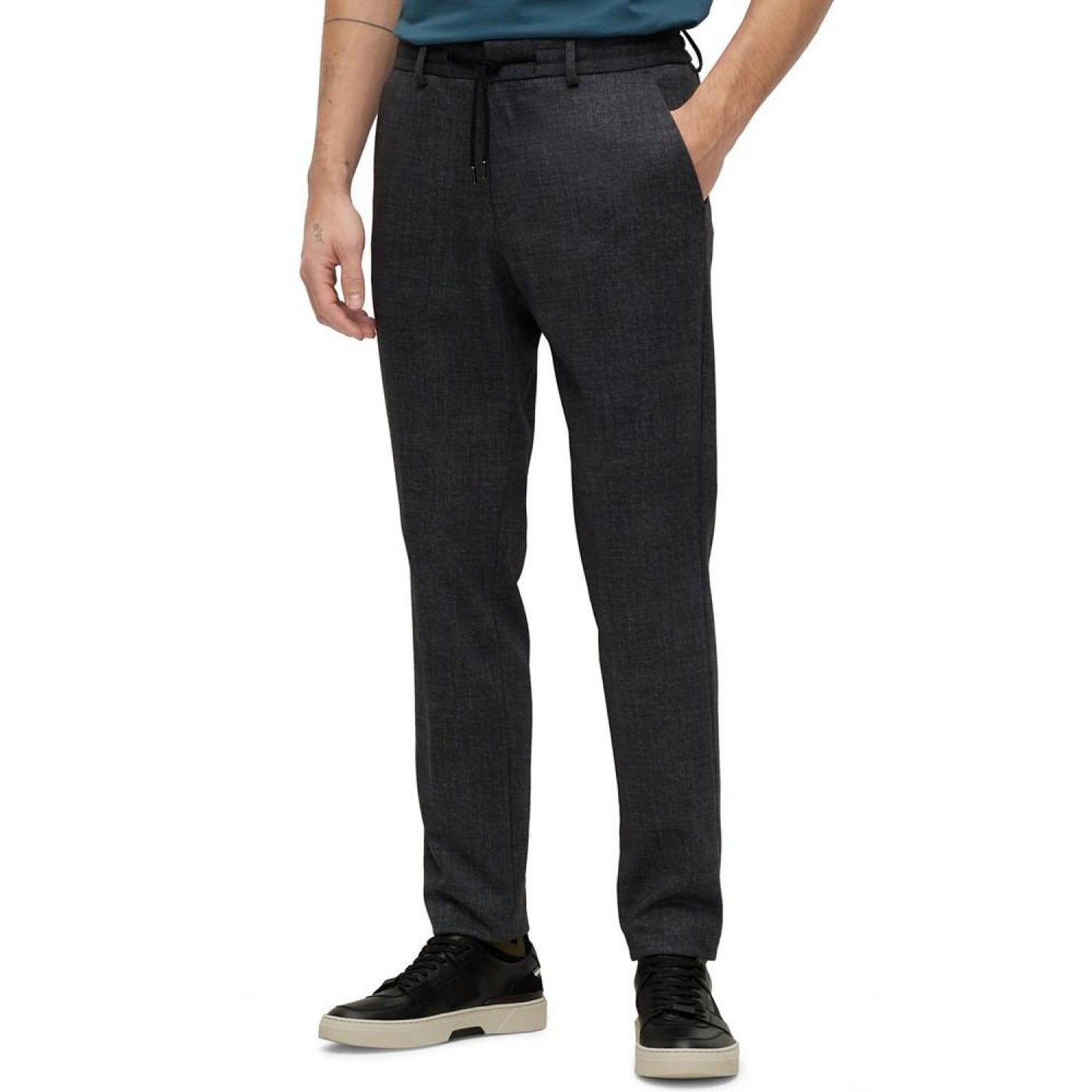 Men's Slim-Fit Micro-Patterned Stretch Jersey Trousers