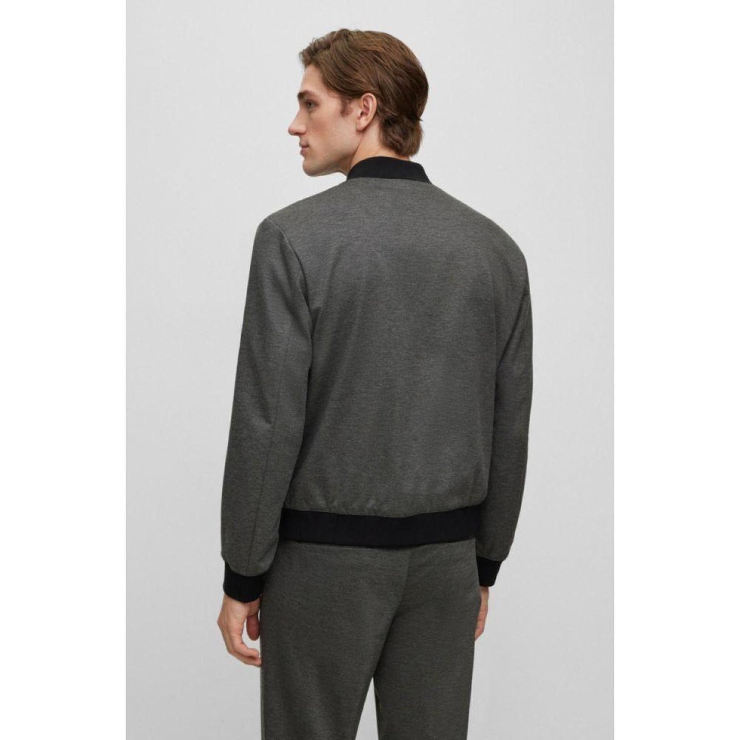 Slim-fit jacket in interlock jersey with branded poppers