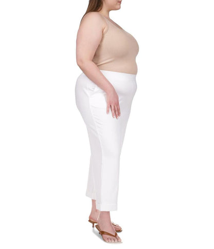 Plus Size Solid Rolled Cuff Pants