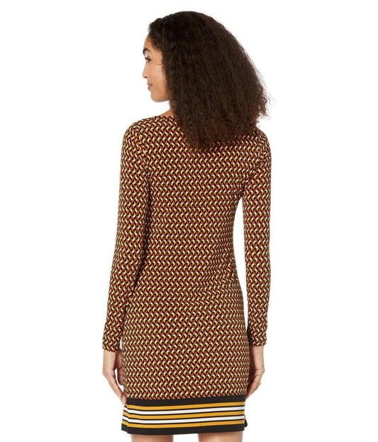 Geo Diamond Long Sleeve Border Dress