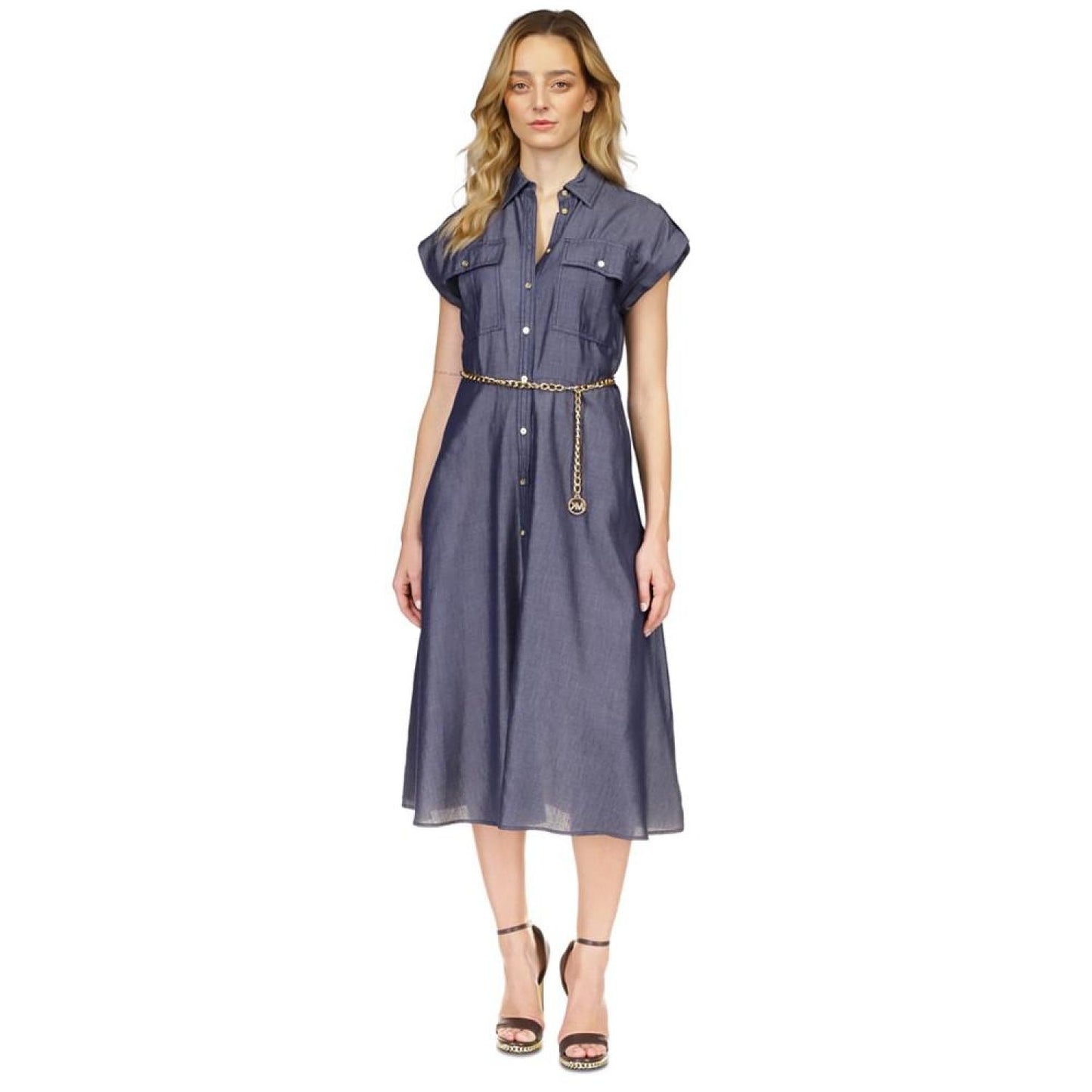 Women's Chain Belt Denim Shirtdress