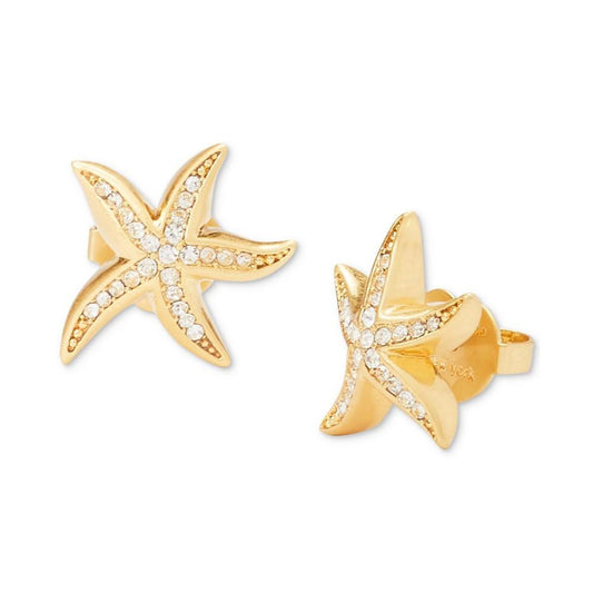 Gold-Tone Pavé Starfish Stud Earrings