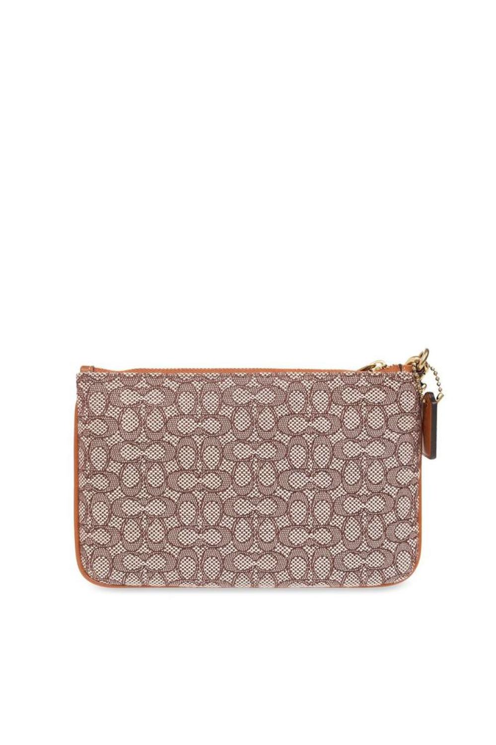 Coach Logo Plaque Monogrammed Small Wristlet Wallet