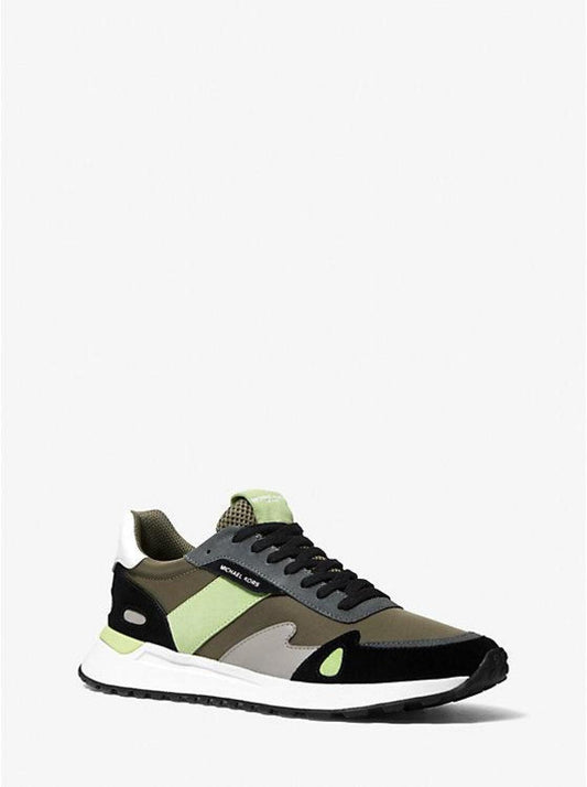 Miles Color-Block Nylon and Leather Trainer