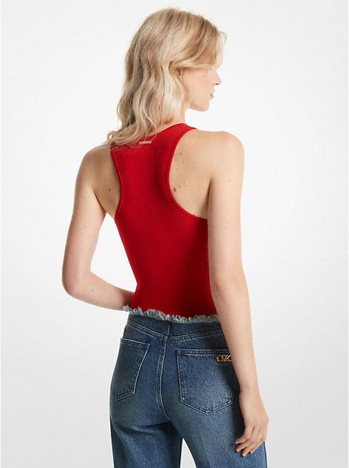 Ribbed Stretch Knit Racerback Bodysuit