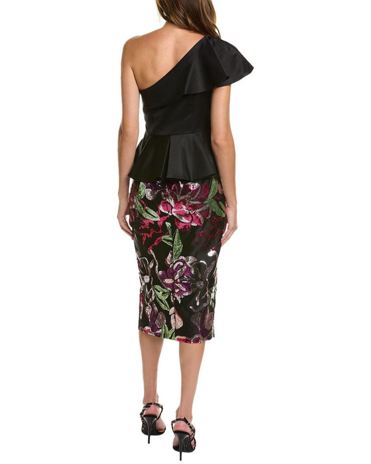 Marchesa notte peplum clearance dress