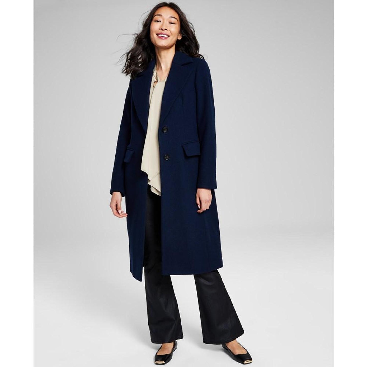 Women's Single-Breasted Wool Blend Coat, Created for Macy's