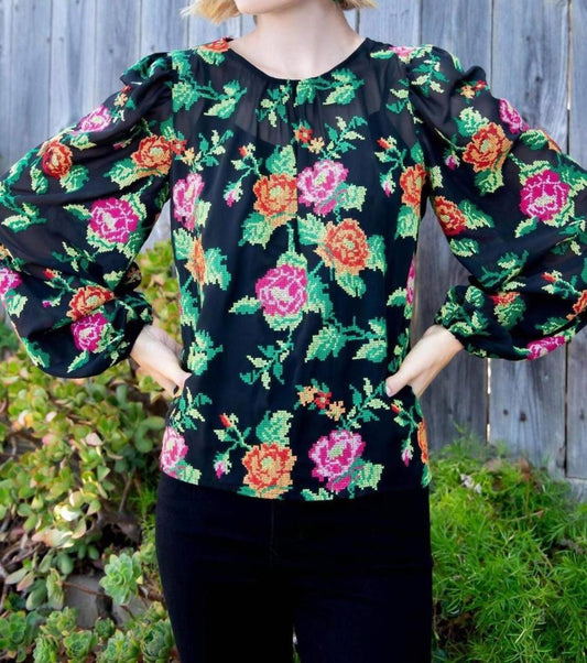 Harlow Top In Crossstitch Rose