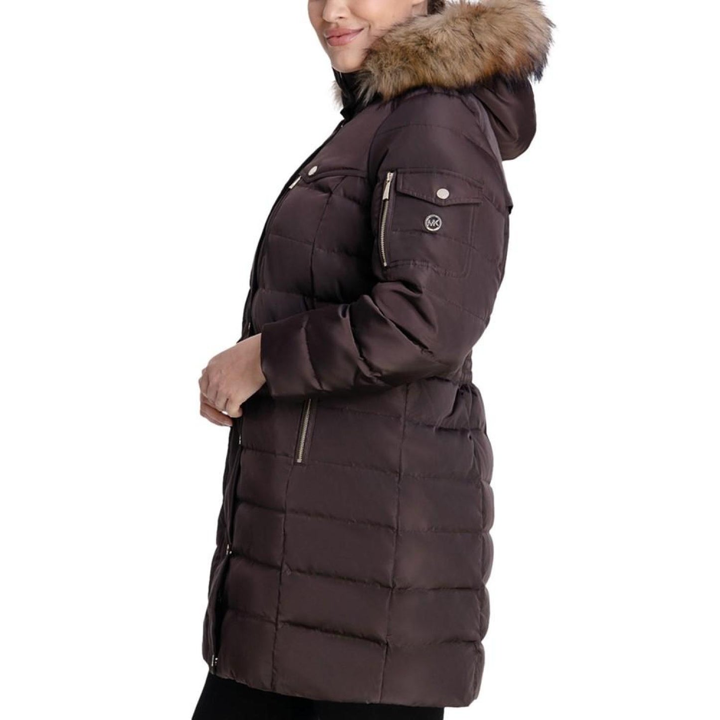 Women's Plus Size Faux-Fur-Trim Hooded Puffer Coat, Created for Macy's