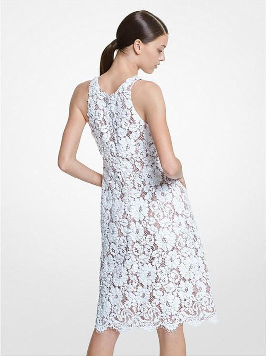 Hand-Embroidered Paillette Floral Lace Shift Dress