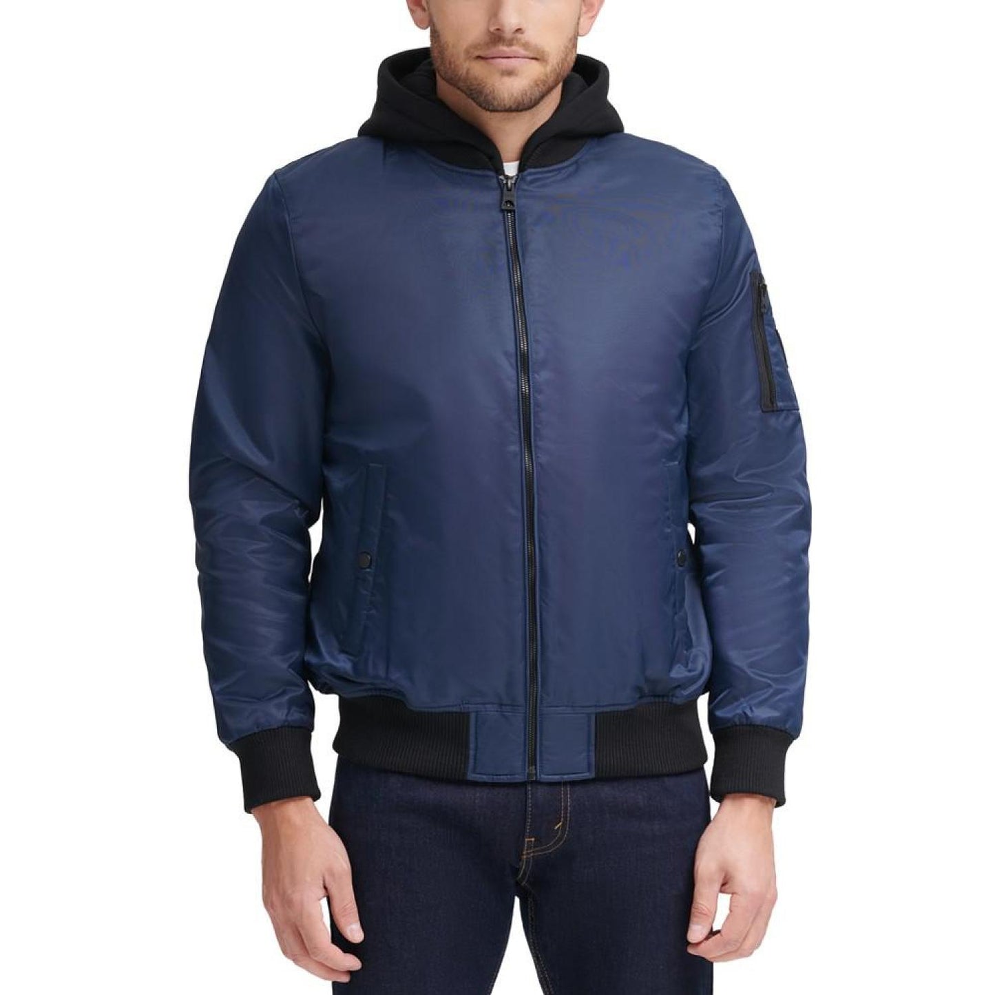 Men's Bomber Jacket with Removable Hooded Inset