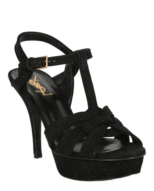 Saint Laurent Glittered Tribute Platform Sandals