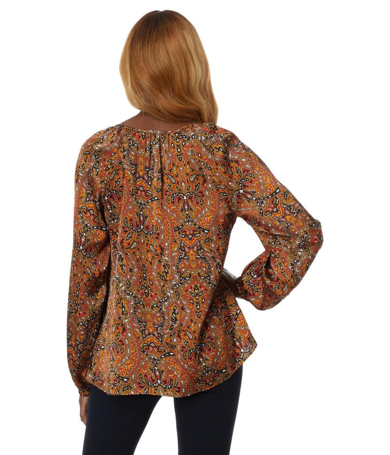 Multi Paisley Peasant Top