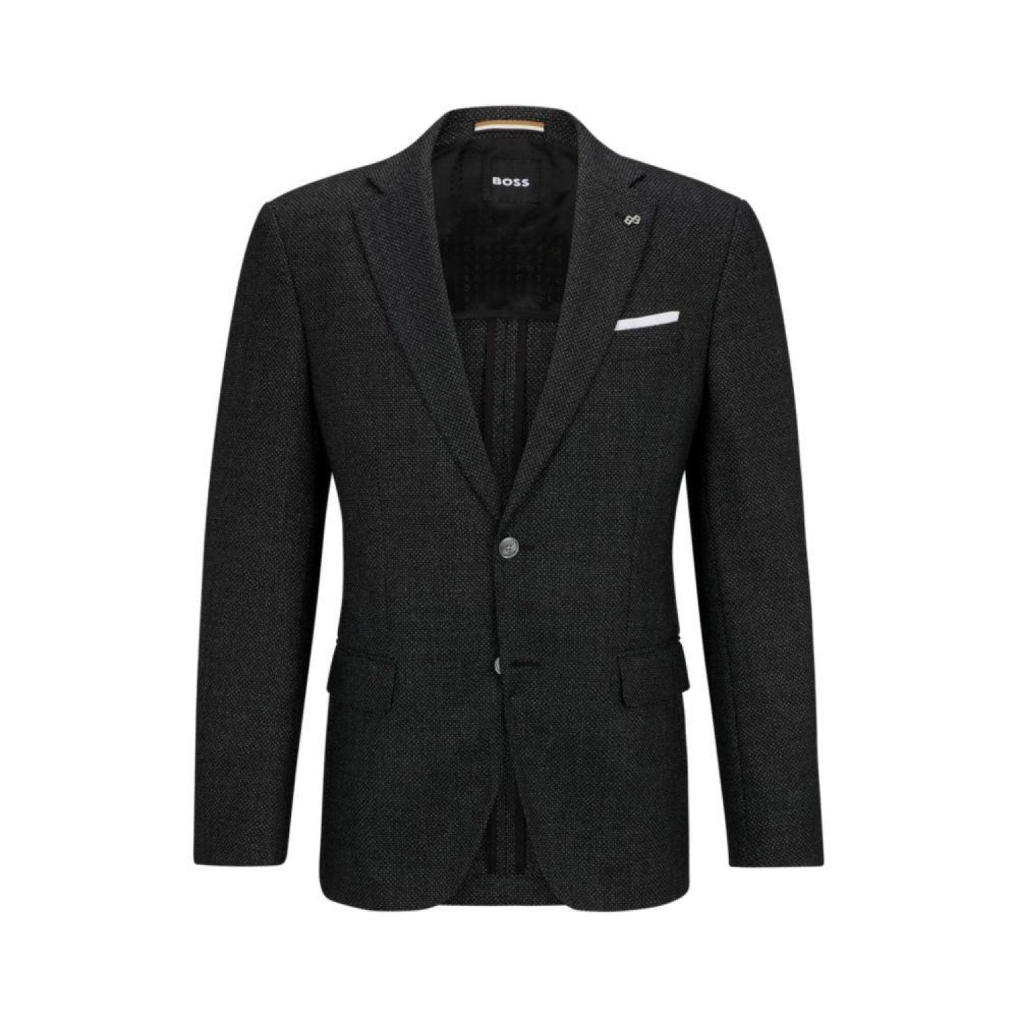 Slim-fit jacket in micro-patterned wool and cotton