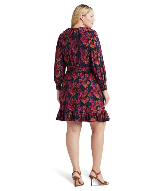 Plus Size Floral Ruffle-Trim Jersey Dress