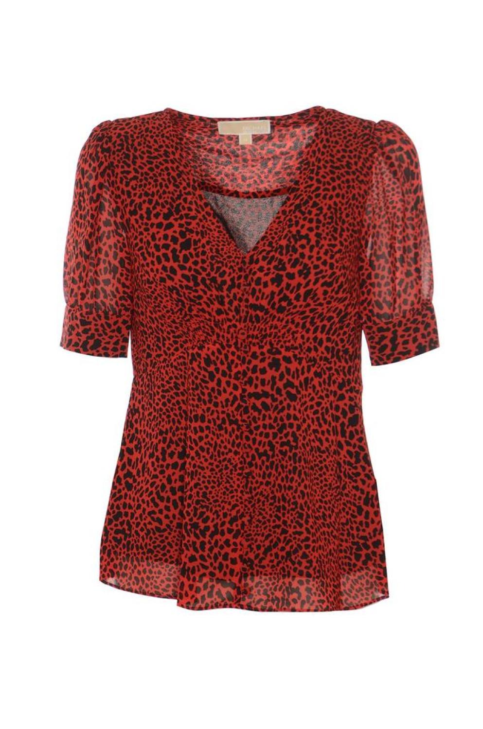 Michael Michael Kors Leopard Printed V-Neck Blouse