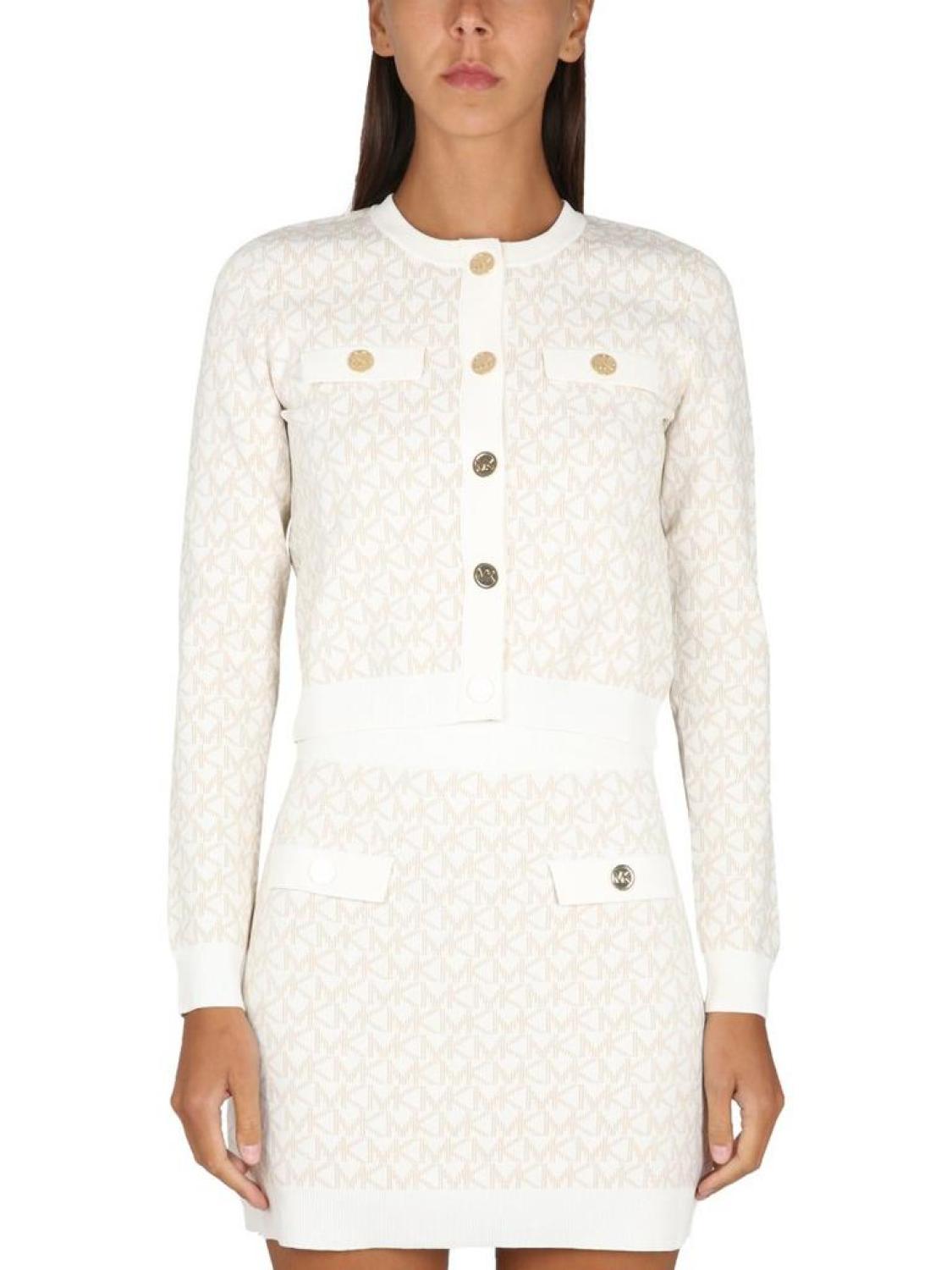 Michael Michael Kors Monogram-Pattern Long-Sleeved Cardigan