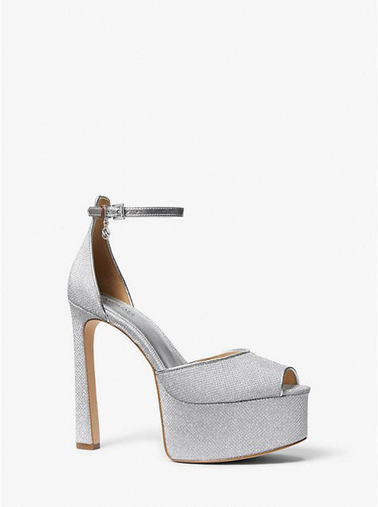 Martina Glitter Mesh Peep-Toe Platform Pump