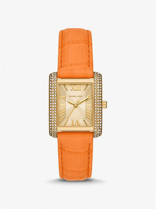 Emery Pavé Gold-Tone and Crocodile Embossed Leather Watch