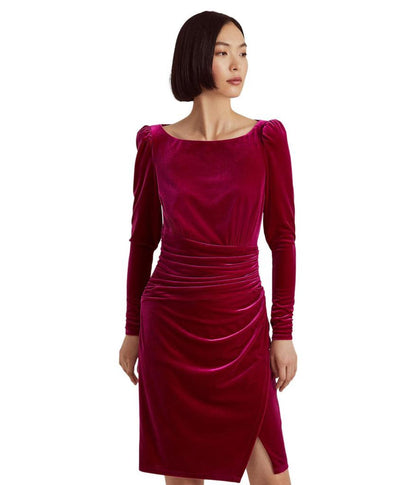 Velvet Puff-Sleeve Cocktail Dress