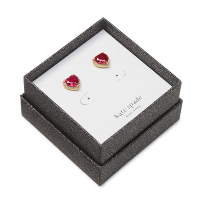 Gold-Tone Cubic Zirconia Heart Halo Stud Earrings