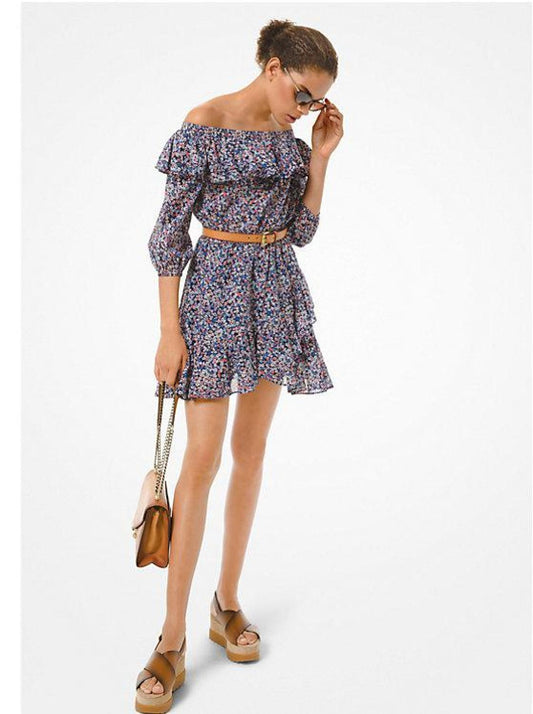 Floral Cotton Lawn Off-the-Shoulder Dress