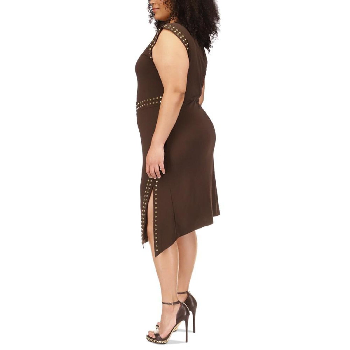 Plus Size Astor Studded Side-Slit Midi Dress