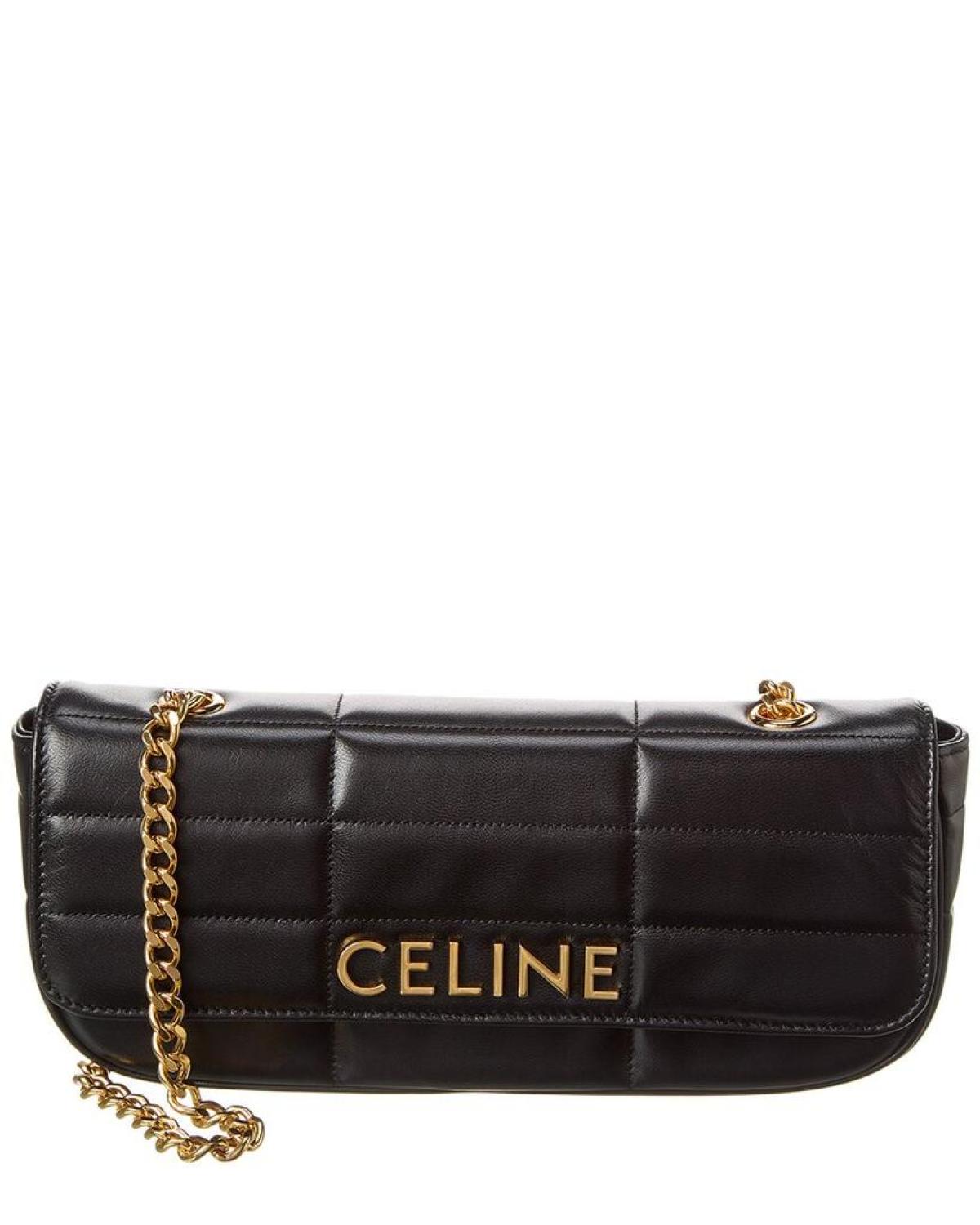 CELINE Monochrome Quilted Leather Shoulder Bag