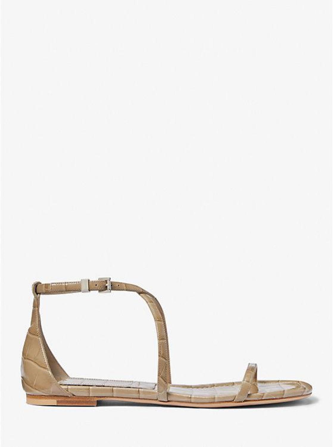 Polly Crocodile Embossed Leather Sandal